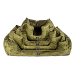 Legowisko dla psa z bokami welurowe ze spodem antypoślizgowym i materacem elastycznym zielone