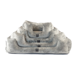 Legowisko dla psa z bokami welurowe ze spodem antypoślizgowym i materacem elastycznym srebrne - szare