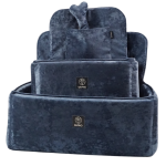 Fotelik samochodowy dla psa piankowy granatowy welurowy 