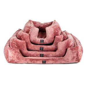 Legowisko dla psa z bokami welurowe ze spodem antypoślizgowym i materacem elastycznym różowe