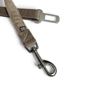 Welurowy beżowy pas samochodowy dla psa