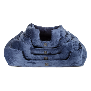 Granatowy pokrowiec na legowisko klasyczne z bokami