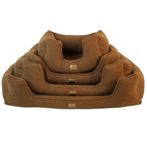 Brązowy boucle pokrowiec na legowisko klasyczne z bokami 